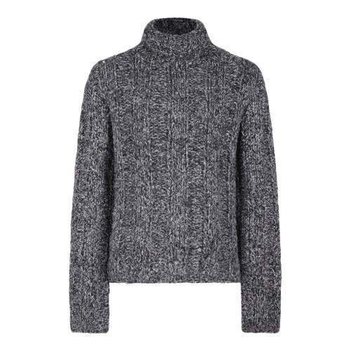 Black and Gray Chunky-Knit Jumper