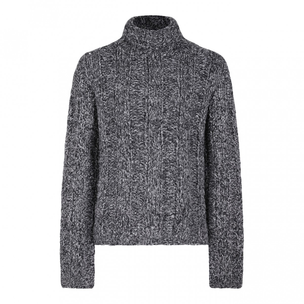 Black and Gray Chunky-Knit Jumper