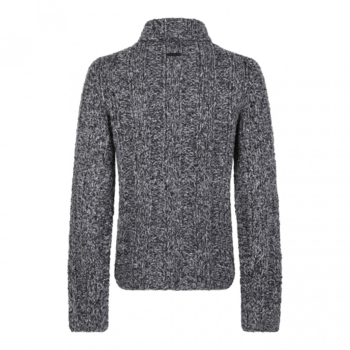 Black and Gray Chunky-Knit Jumper