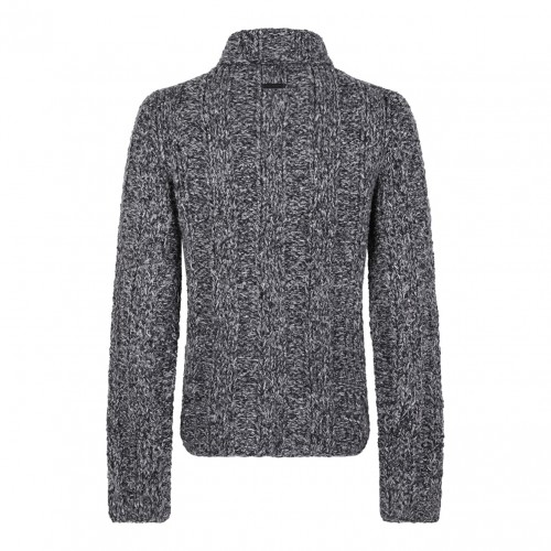 Black and Gray Chunky-Knit Jumper