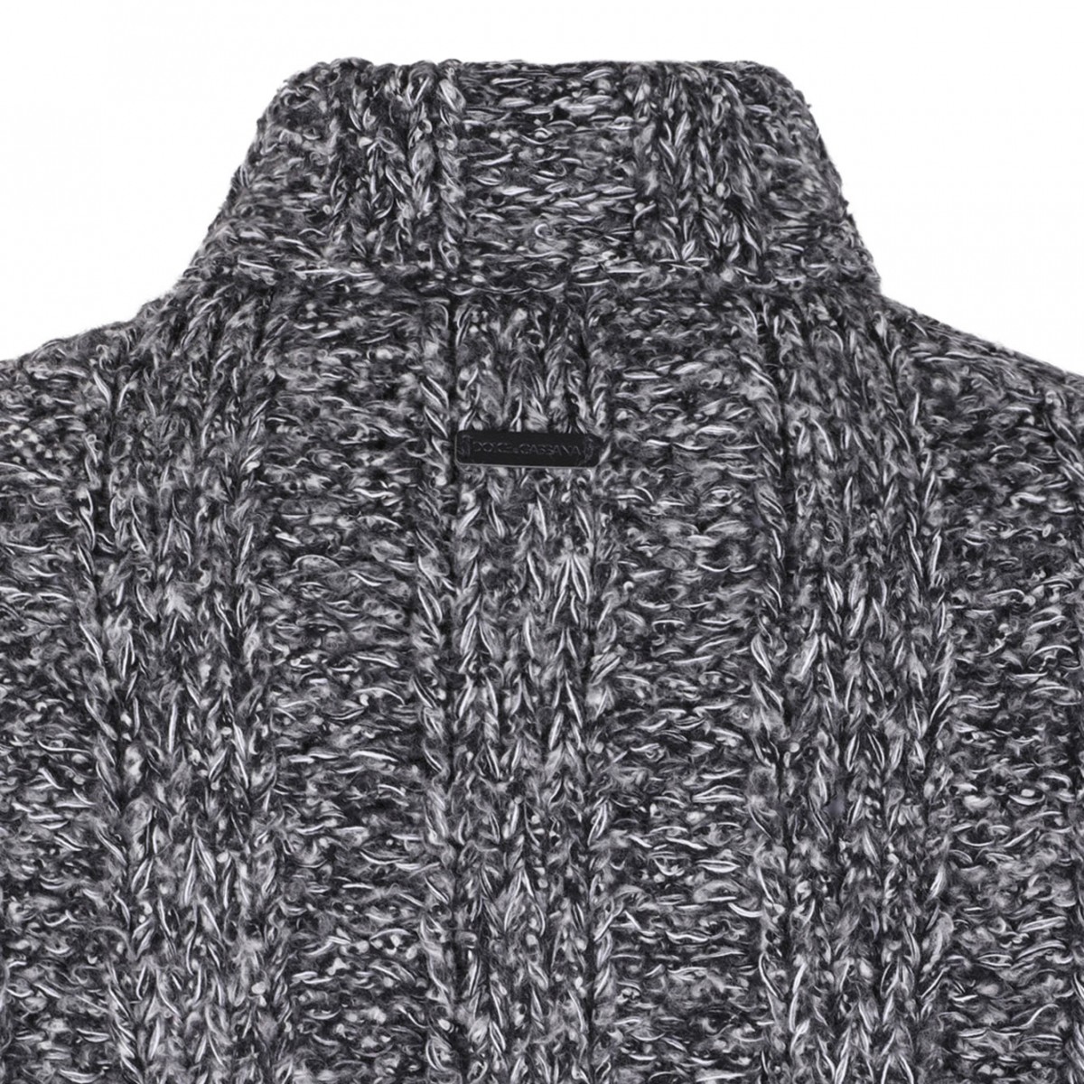 Black and Gray Chunky-Knit Jumper