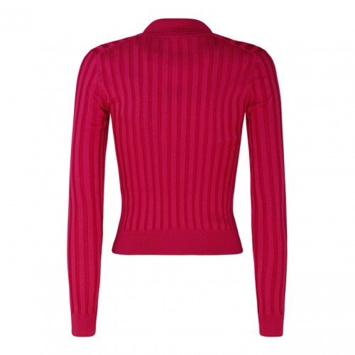 Fuchsia Silk Cropped Polo Shirt 2