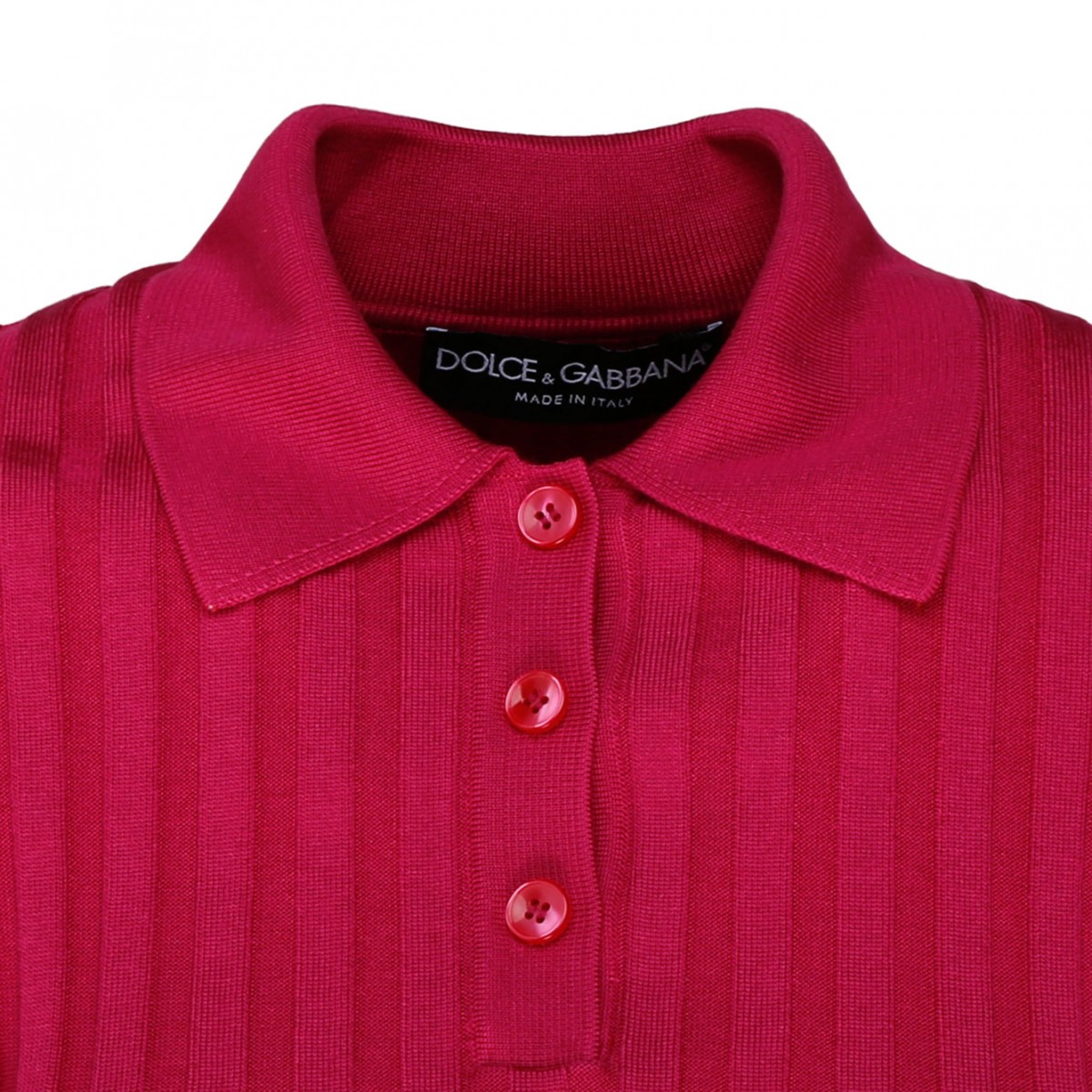 Fuchsia Silk Cropped Polo Shirt