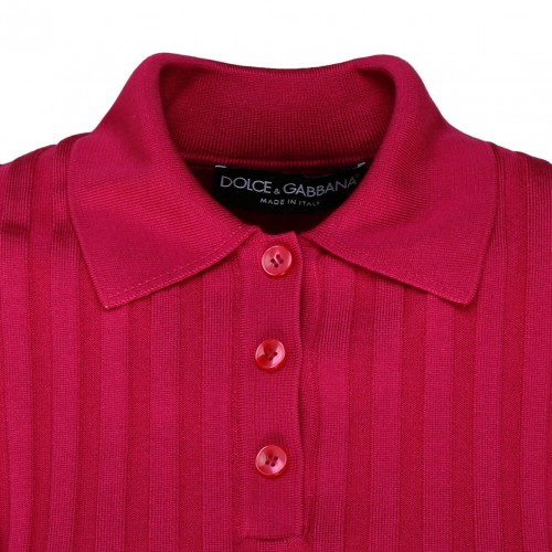 Fuchsia Silk Cropped Polo Shirt