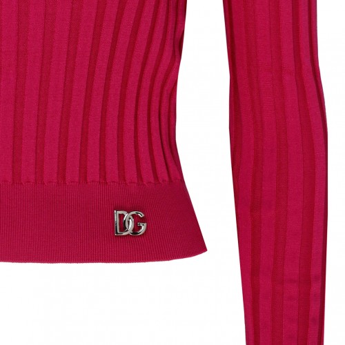 Fuchsia Silk Cropped Polo Shirt