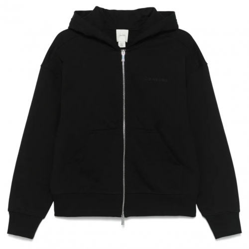 Black Cotton Zip-Up Hoodie