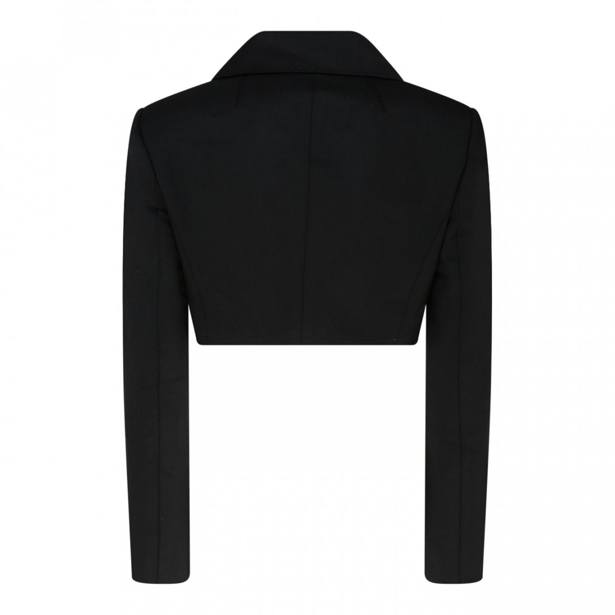 Black Wool Blend Cropped Blazer
