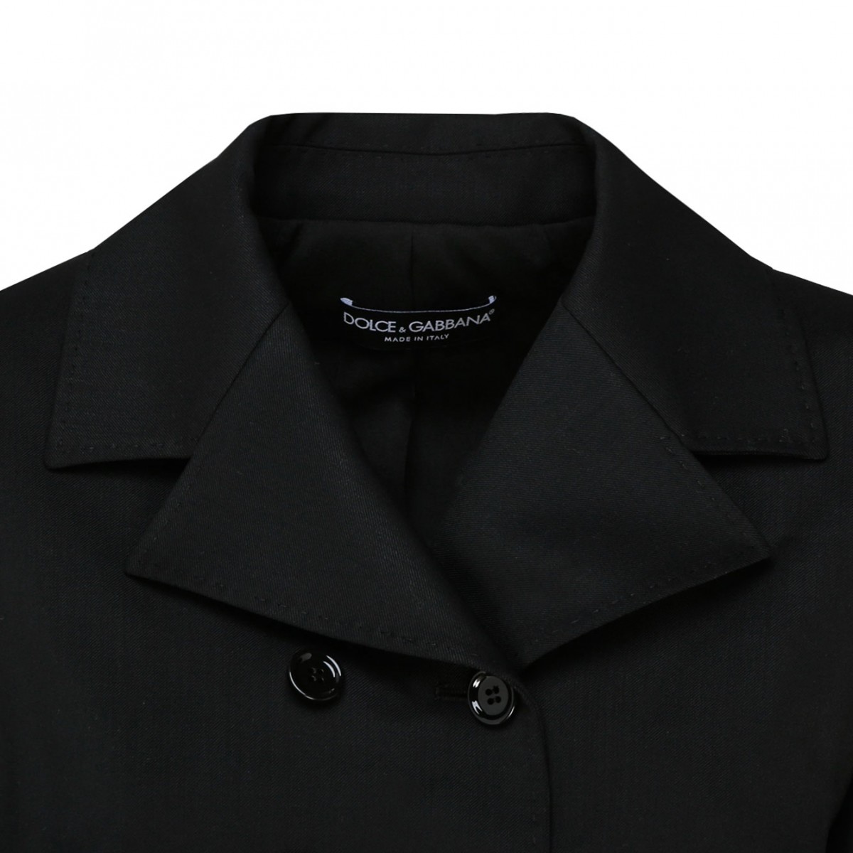 Black Wool Blend Cropped Blazer