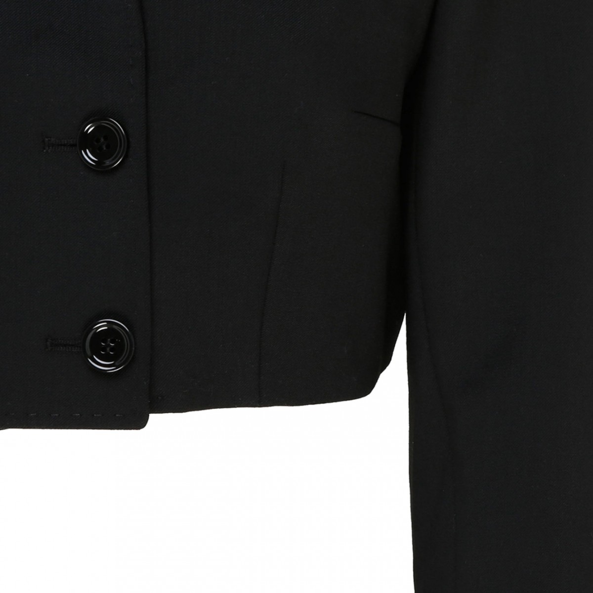 Black Wool Blend Cropped Blazer