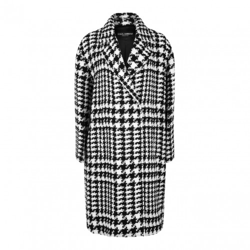 White and Black Oversize Houndstooth Coat