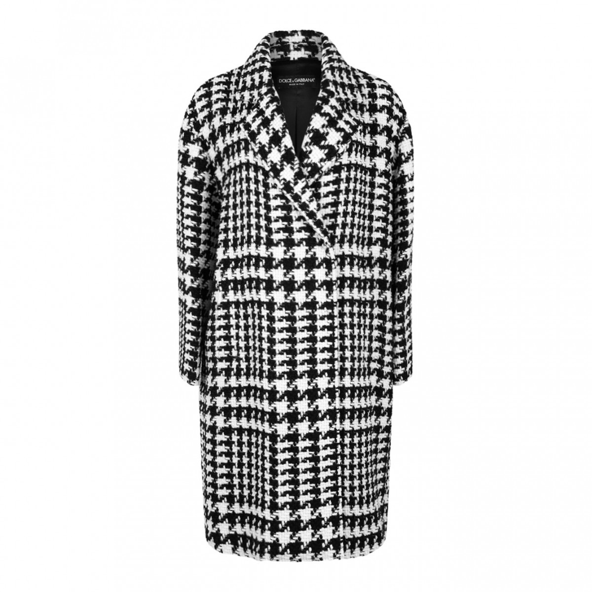 White and Black Oversize Houndstooth Coat