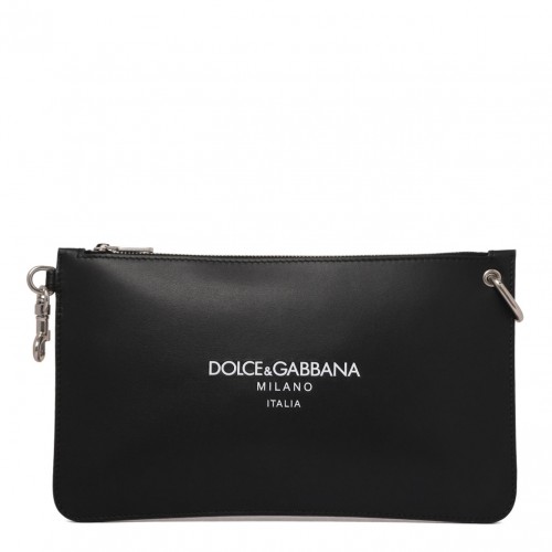 Black Logo Lettering Clutch Bag