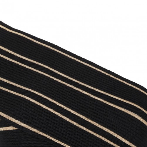 Black and Gold One-Shoulder Cropped Top