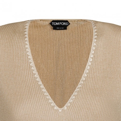 Light Beige V Neck Sweater