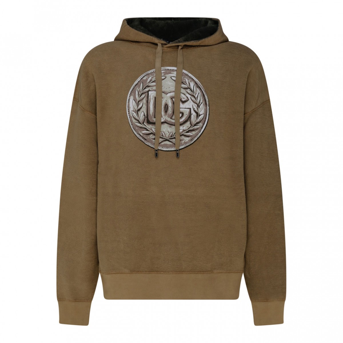 Sand Brown Cotton Logo Print Hoodie