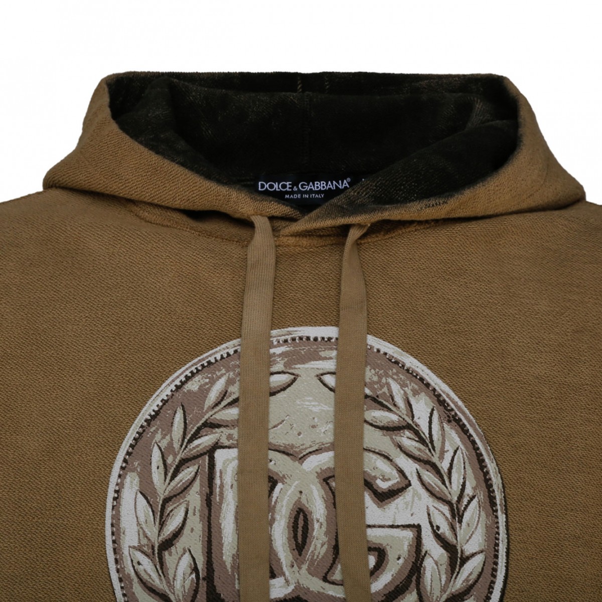 Sand Brown Cotton Logo Print Hoodie