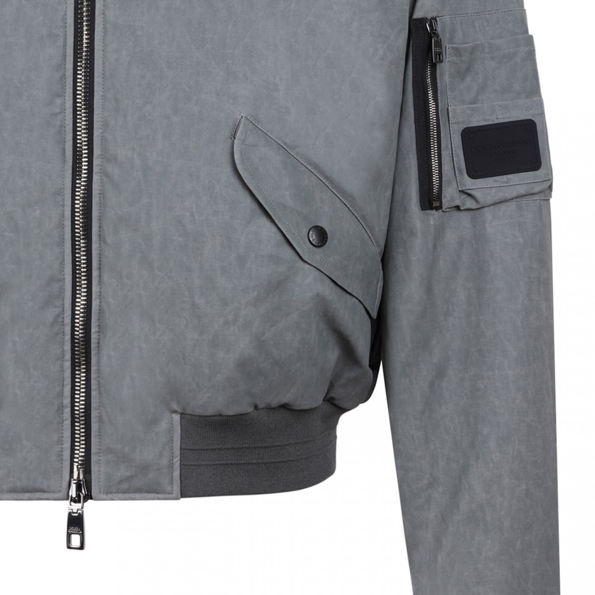 Gray Oversize Linen Bomber Jacket