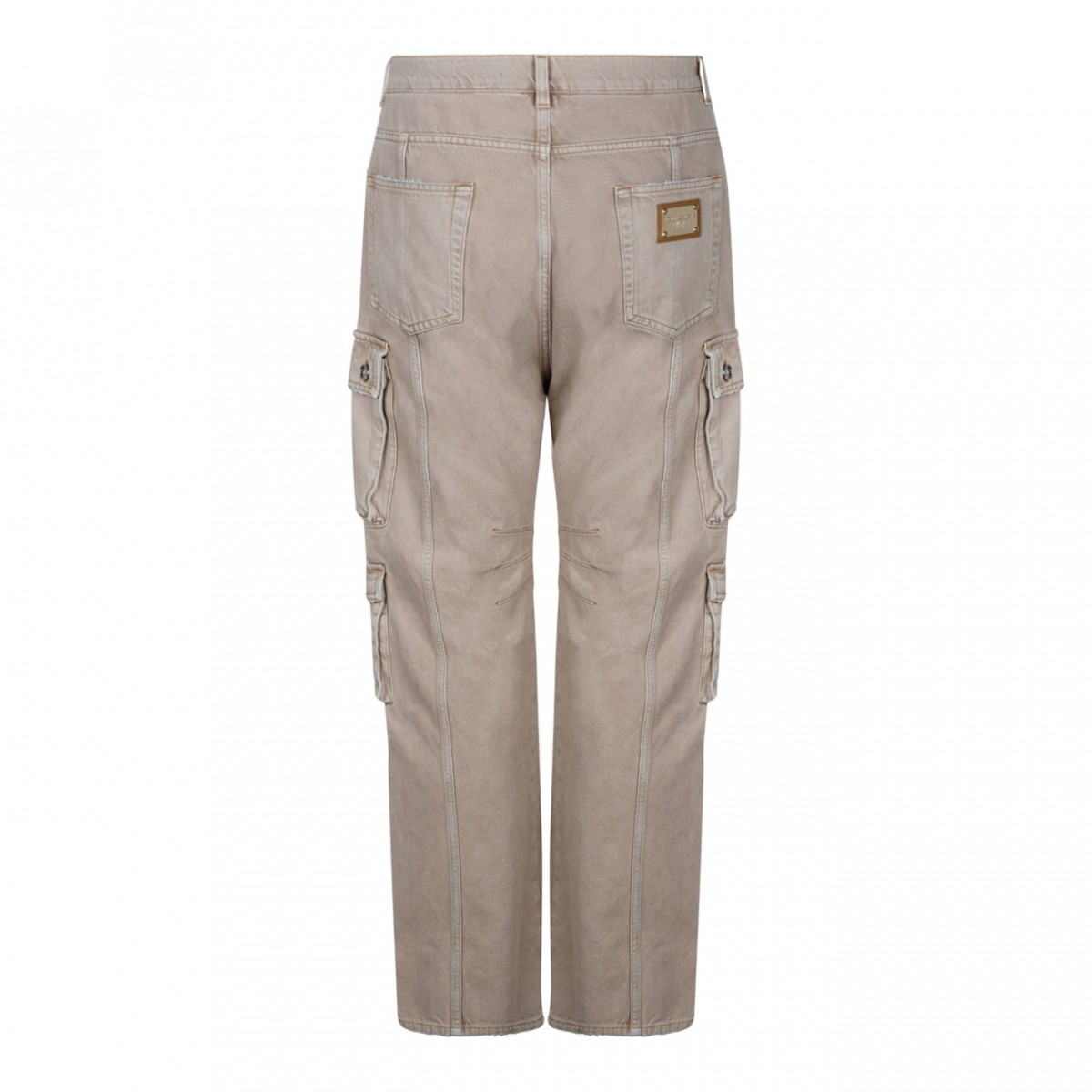 Beige Cotton Cargo Trousers