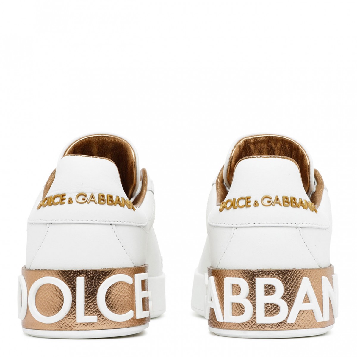 White and Gold Tone Portofino Sneakers