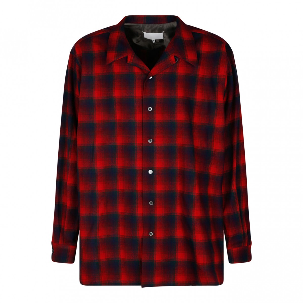Red and Black Wool Check Pattern Shirt