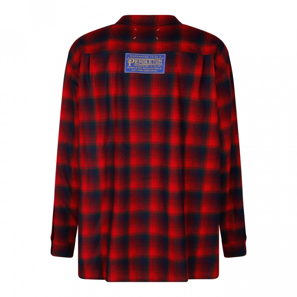 Red and Black Wool Check Pattern Shirt