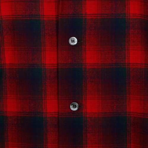 Red and Black Wool Check Pattern Shirt
