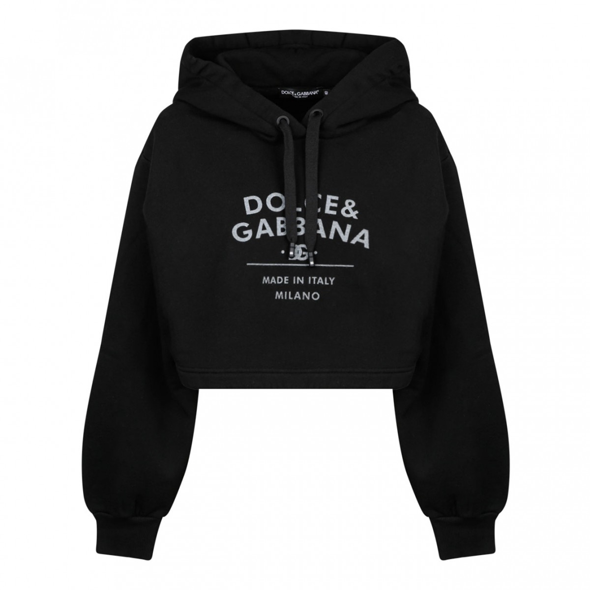 Black Logo Lettering Jersey Hoodie