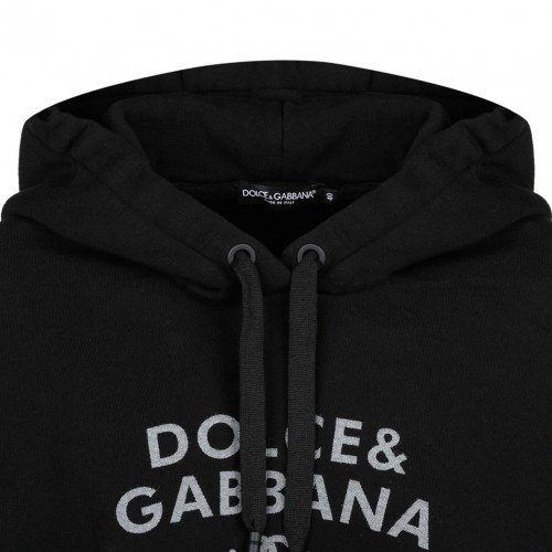 Black Logo Lettering Jersey Hoodie