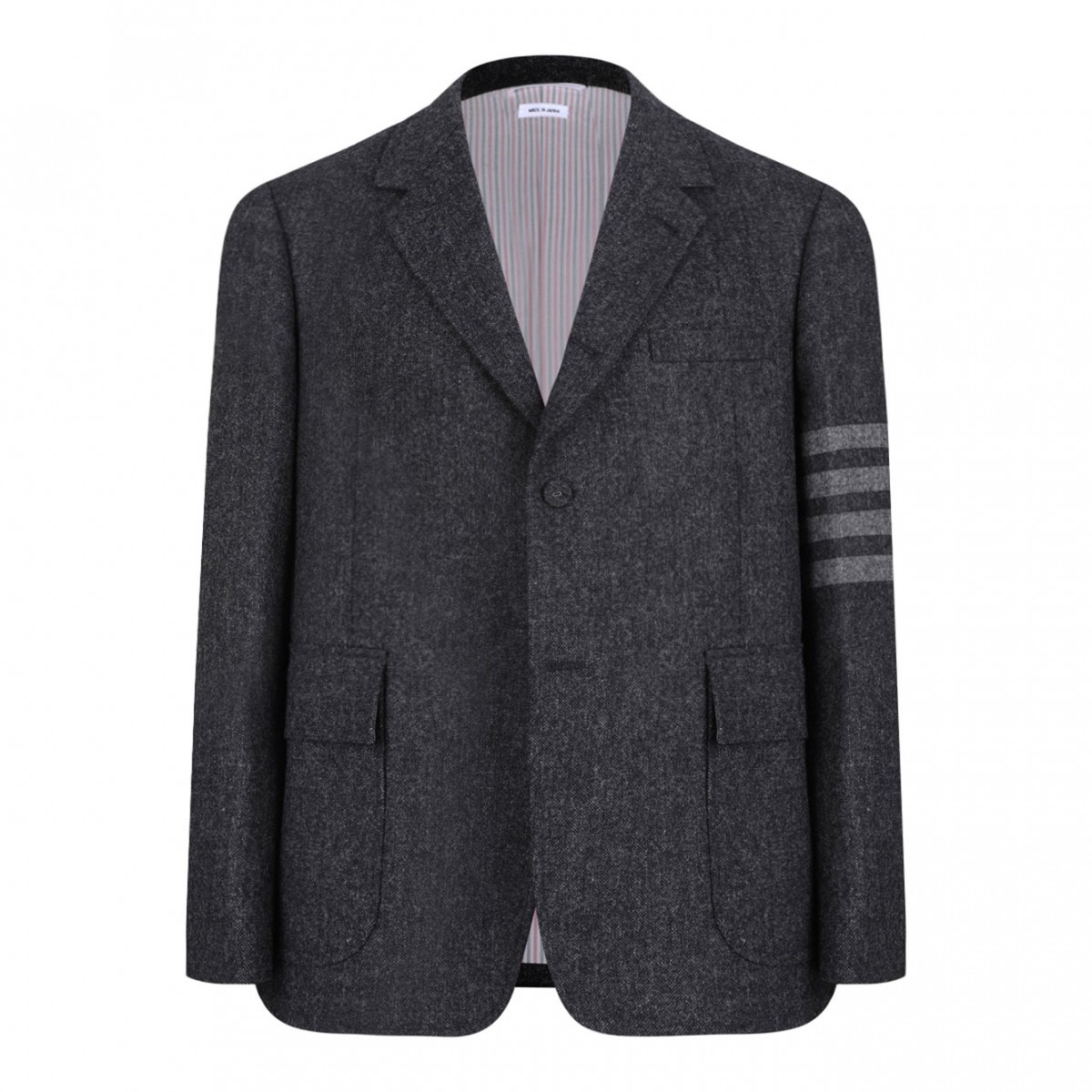 Charcoal Grey Stripe-Detail Blazer