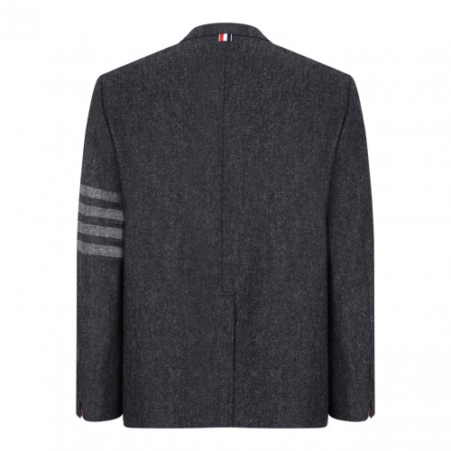 Charcoal Grey Stripe-Detail Blazer