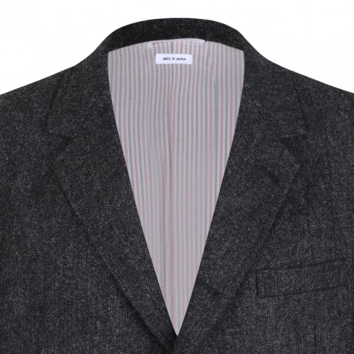 Charcoal Grey Stripe-Detail Blazer