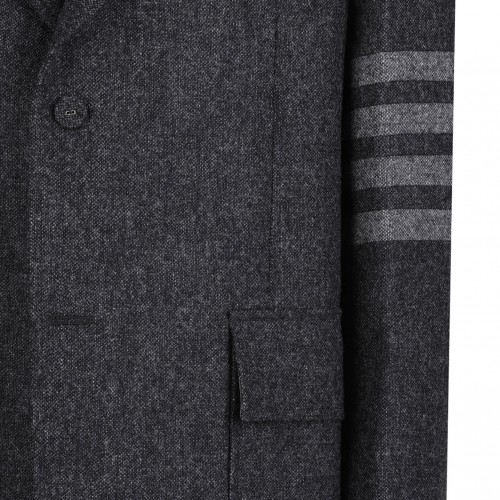 Charcoal Grey Stripe-Detail Blazer