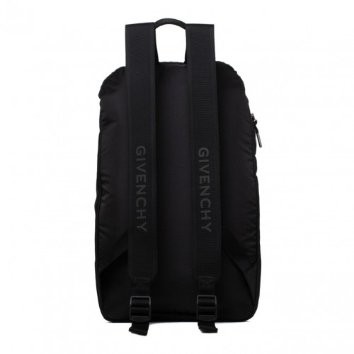 Black Nylon Logo Print Backpack 2