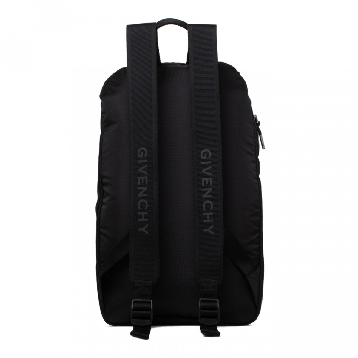 Black Nylon Logo Print Backpack