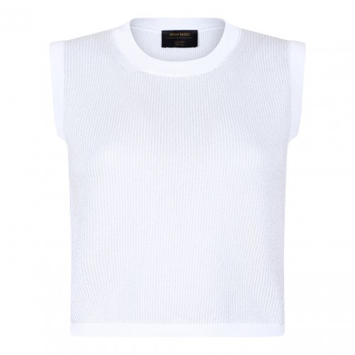 White Sleeveless Knitwear