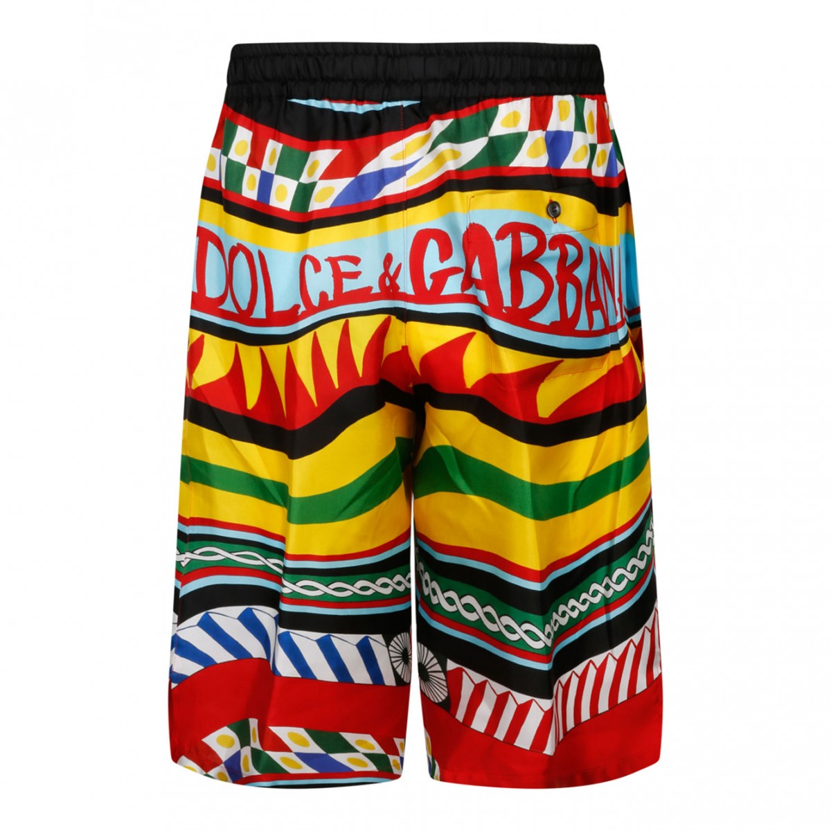 Multicolour Silk Carreto Print Bermuda Shorts