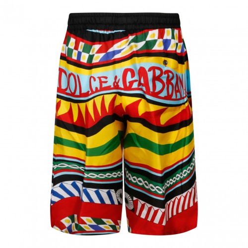 Multicolour Silk Carreto Print Bermuda Shorts