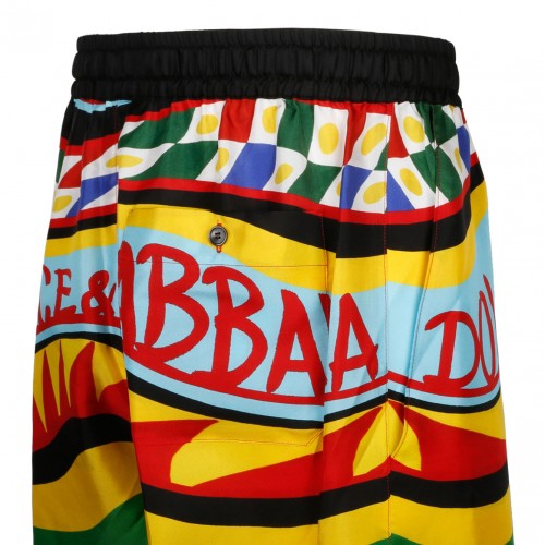 Multicolour Silk Carreto Print Bermuda Shorts