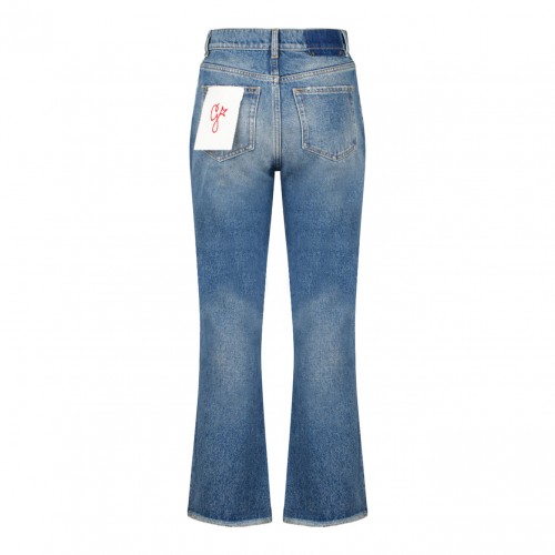 Blue Cropped Flare Jeans 2