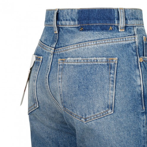 Blue Cropped Flare Jeans