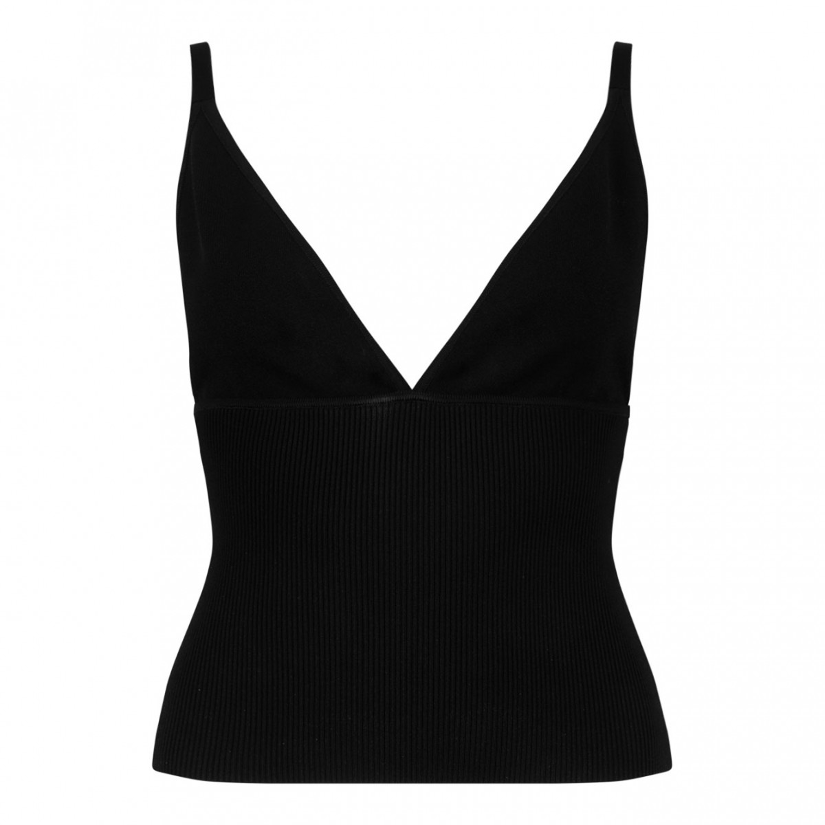 Black Viscose-Knit Vest Top