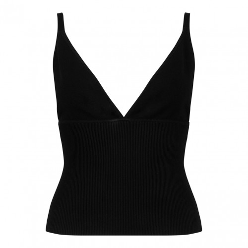 Black Viscose-Knit Vest Top