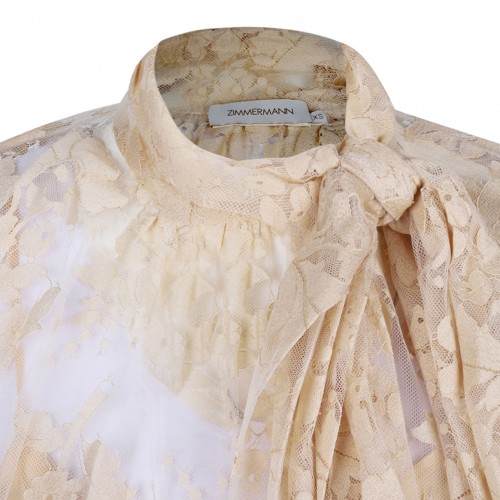 Cream White Illustration Blouse