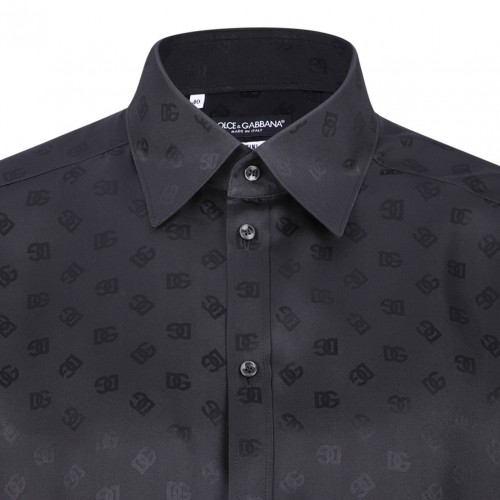 Black Monogram Silk Shirt