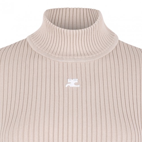 Sand Beige Reedition Rib Knit Sweater