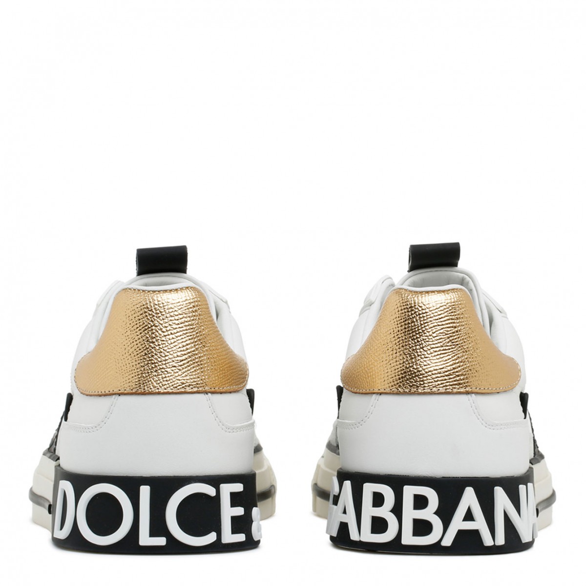 White and Gold Leather Custom 2.Zero Sneakers