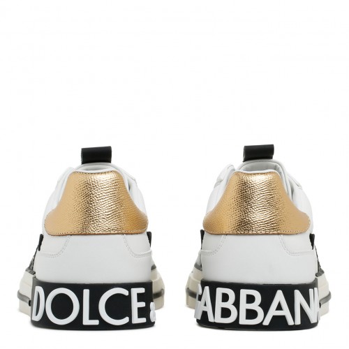 White and Gold Leather Custom 2.Zero Sneakers