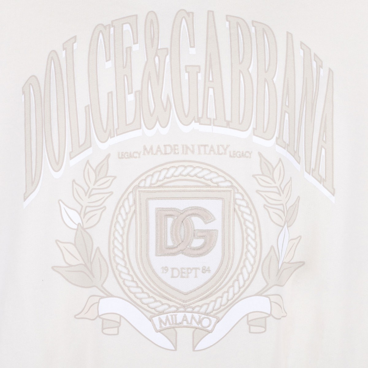 Cream White Logo Print Hoodie