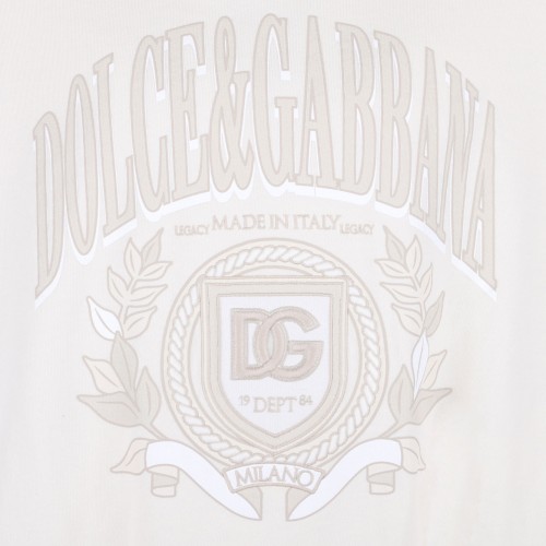 Cream White Logo Print Hoodie