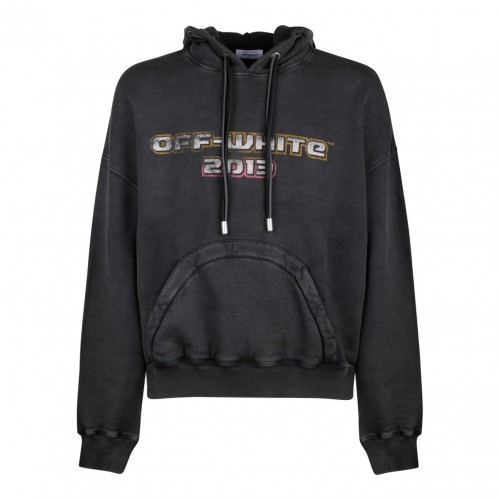 Black and Multicolour Cotton Digit Bacchus Hoodie